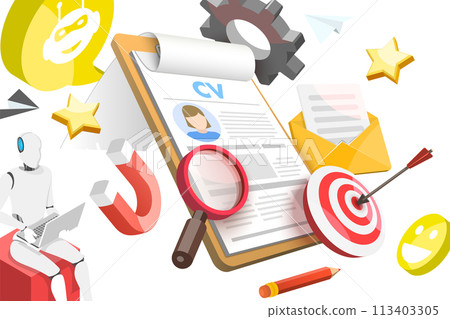 3D Conceptual Illustration of AI Hiring 3D Conceptual Illustration of AI Hiring 113403305