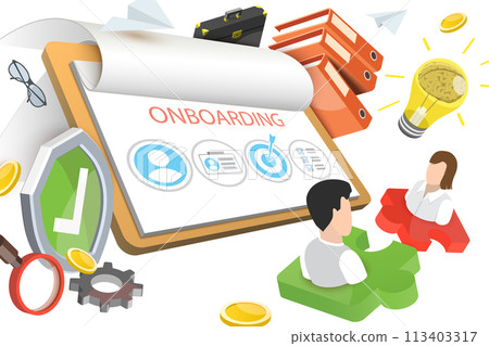 3D Conceptual Illustration of Employee Onboarding 3D Conceptual Illustration of Employee Onboarding 113403317