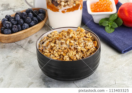 Granola museli cereal for breakfast 113403325