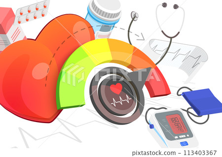 3D  Conceptual Illustration of Blood Pressure Measurement 113403367