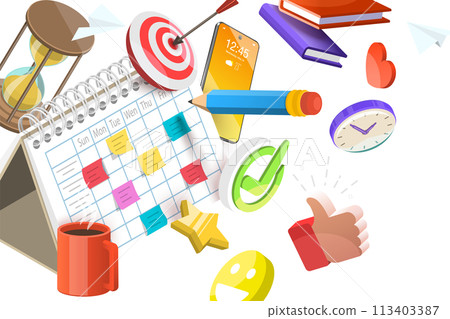 3D Conceptual Illustration of Planning Schedule 3D Conceptual Illustration of Planning Schedule 113403387