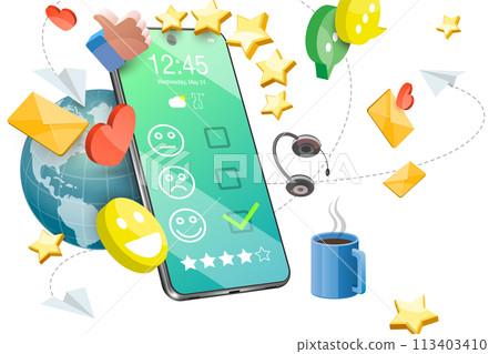 3D  Conceptual Illustration of Customer Feedback 113403410