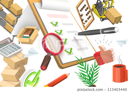 3D  Conceptual Illustration of Product Inventory Management 113403440