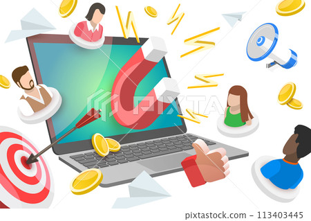 3D  Conceptual Illustration of Customer Retention Strategy 113403445