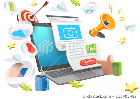 3D  Conceptual Illustration of CTA as Call To Action 113403482