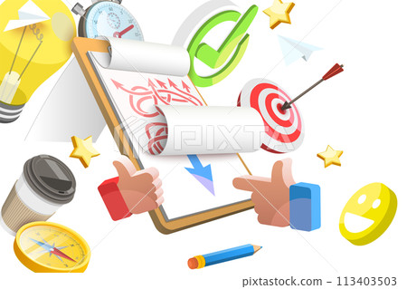 3D  Conceptual Illustration of Finding a Simple Solution 113403503