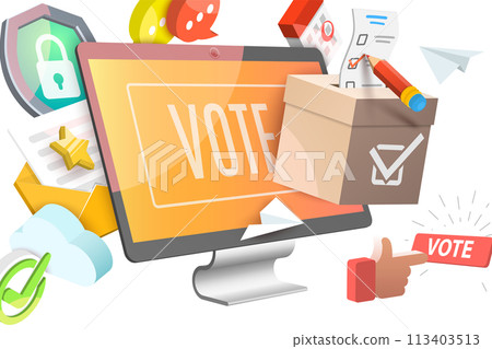 3D  Conceptual Illustration of Vote Online 113403513