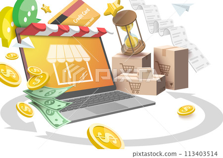3D Conceptual Illustration of Return And Exchange 3D Conceptual Illustration of Return And Exchange 113403514