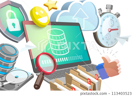 3D  Conceptual Illustration of Data Recovery Service 113403523