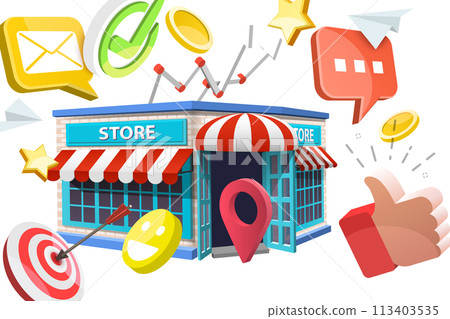 3D  Conceptual Illustration of Small Business SEO 113403535
