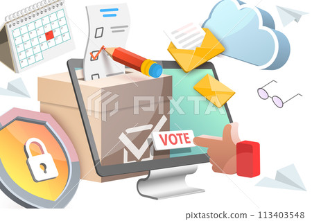 3D Conceptual Illustration of Online Vote 3D Conceptual Illustration of Online Vote 113403548