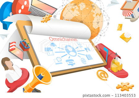 3D Conceptual Illustration of Omnichannel 3D Conceptual Illustration of Omnichannel 113403553