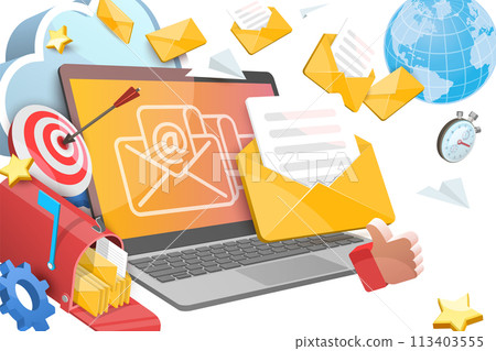 3D Conceptual Illustration of E-mail Marketing 3D Conceptual Illustration of E-mail Marketing 113403555