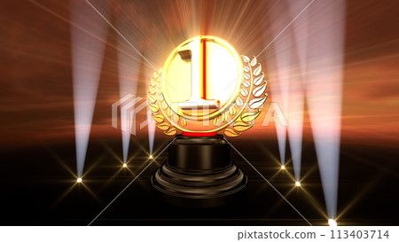 頒獎台頒獎獎盃頒獎典禮CG 3D插畫 113403714