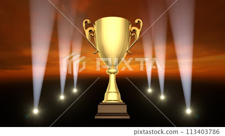 Podium Award Trophy Award Ceremony Awards Ceremony CG 3D Illustration 113403786