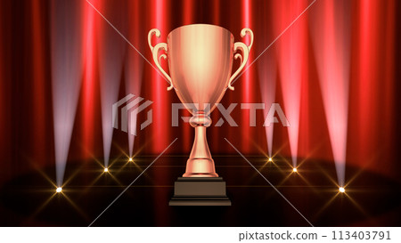 Podium Award Trophy Award Ceremony Awards Ceremony CG 3D Illustration 113403791