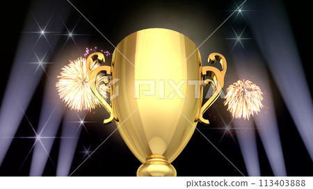 頒獎台頒獎獎盃頒獎典禮CG 3D插畫 頒獎台頒獎獎盃頒獎典禮CG 3D插畫 113403888