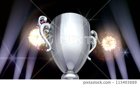 頒獎台頒獎獎盃頒獎典禮CG 3D插畫 113403889
