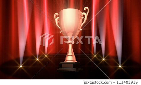 Podium Award Trophy Award Ceremony Awards Ceremony CG 3D Illustration 113403919