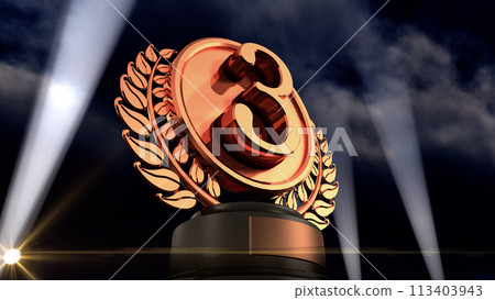 Podium Award Trophy Award Ceremony Awards Ceremony CG 3D Illustration 113403943
