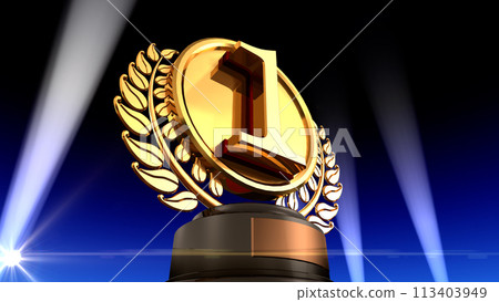 Podium Award Trophy Award Ceremony Awards Ceremony CG 3D Illustration Podium Award Trophy Award Ceremony Awards Ceremony CG 3D Illustration 113403949