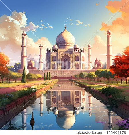 Taj Mahal Emerging Through Forest: Combining Historical Grandeur and Modern-Day Agra 113404178