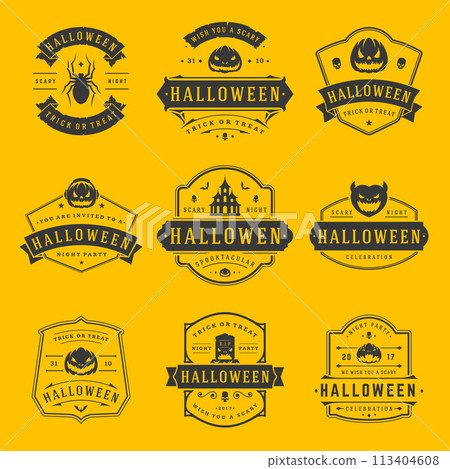 Happy Halloween labels an badges design set. Happy Halloween labels an badges design set. 113404608