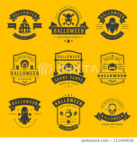Happy Halloween labels an badges design set. Happy Halloween labels an badges design set. 113404636