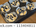 Make your own blueberry muffins using fresh blueberries from your garden 113404811