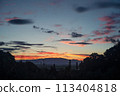 A view overlooking the plains of Kurume Tanushimaru from the Mino Mountain Range at sunset 113404818