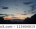 A view overlooking the plains of Kurume Tanushimaru from the Mino Mountain Range at sunset 113404819