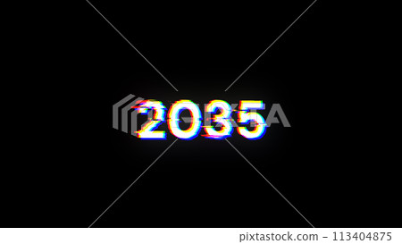 2035 text with screen effects of technological glitches 113404875