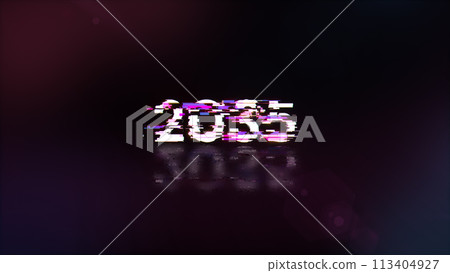 2035 text with screen effects of technological glitches 113404927