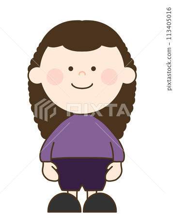 A cute girl with curly hair and a two-headed figure 113405016
