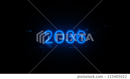 2036 text with screen effects of technological glitches 113405022