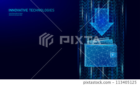 Money saving deposit concept. Wallet purse profit investment banking technology. Increase earning arrow vector illustration Money saving deposit concept. Wallet purse profit investment banking technology. Increase earning arrow vector illustration 113405125