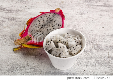 Dragon fruit Pitahaya in the bowl 113405232