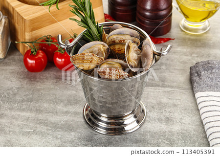 Raw vongole clams for cooking Raw vongole clams for cooking 113405391
