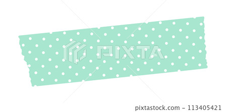 切割柔和的綠色和白色圓點遮蔽膠帶 - 時尚可愛的裝飾材料 113405421