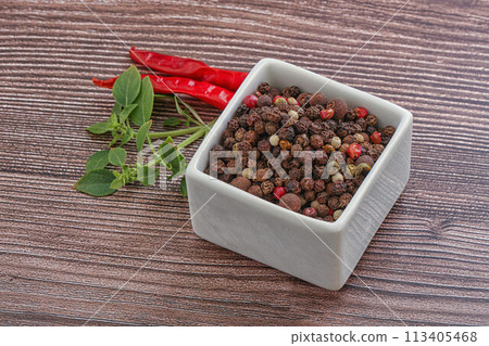 Red, black, yellow pepper mix 113405468