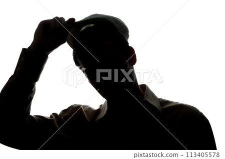 Portrait of a young man uncap, front view Portrait of a young man uncap, front view 113405578