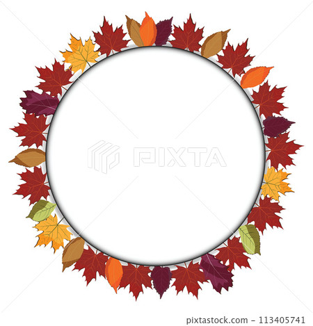 round paper cut copyspace with colorful leaves border 113405741