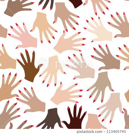 seamless pattern with hands with stiletto manicure style seamless pattern with hands with stiletto manicure style 113405745