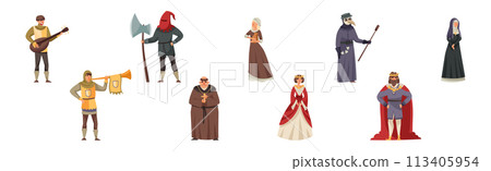 Medieval People Character from Fairytale and Legend Vector Set 113405954