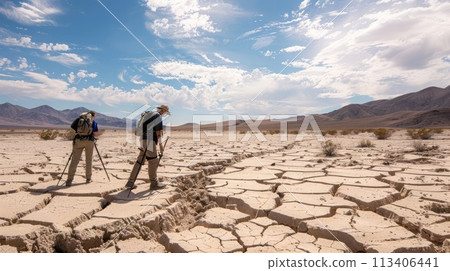 World Day to Combat Desertification and Drought, June 17. Research team monitors desert soil moisture in dry landscape 113406441