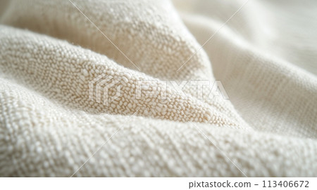 Close-up of a textured woven natural fabric 113406672