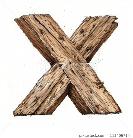 Close-up of an old wooden cross on a white background. Isolated on White Background Close-up of an old wooden cross on a white background. Isolated on White Background 113406714
