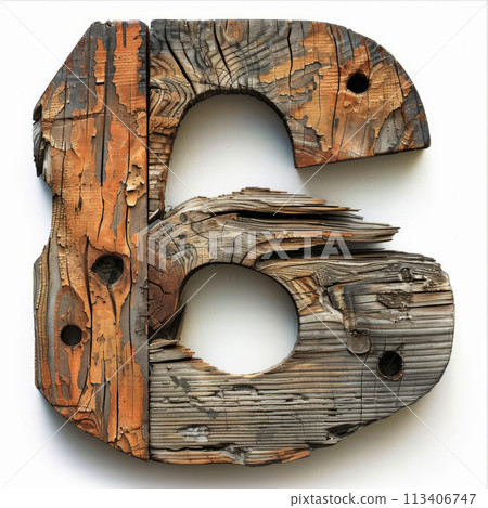 Rustic Weathered Wood Number 6 on White Background for Stock Photography Use Rustic Weathered Wood Number 6 on White Background for Stock Photography Use 113406747