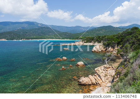 Plage de Cupabia or Cupabia beach. Coastal landscape of Corsica Plage de Cupabia or Cupabia beach. Coastal landscape of Corsica 113406748