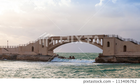 Montazah bridge under cloudy sky, Panoramic landscape photo Montazah bridge under cloudy sky, Panoramic landscape photo 113406762